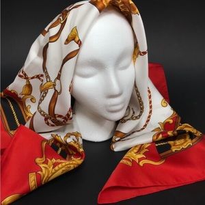 Vintage 80s/90s Square Scarf, Head Scarf, Neck Scarf, Traditional Scarf